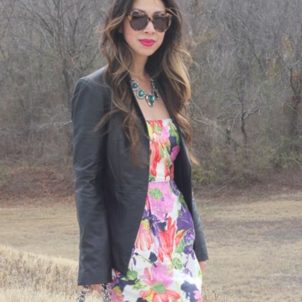 Elizabeth and James black leather blazer